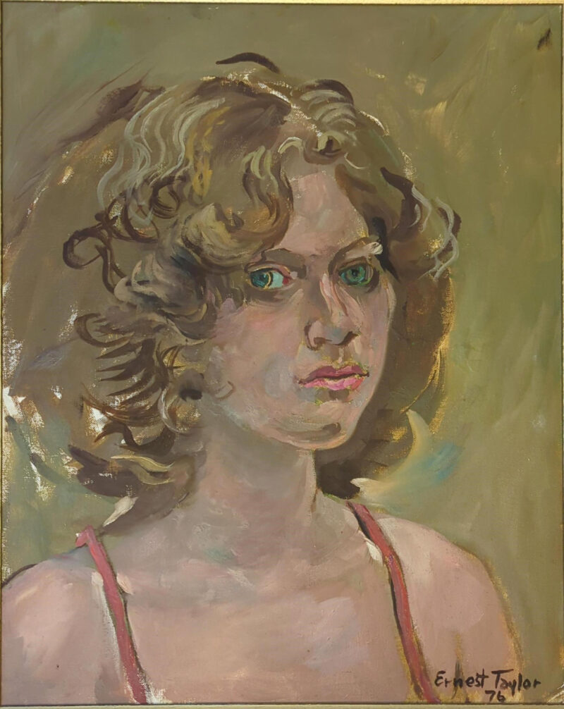 portrait of blonde woman with green eyes Ernest Taylor 1976 Portrait of a Blonde Green Eyed Woman