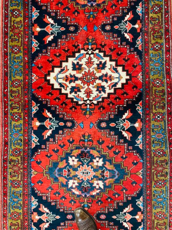 599009931_1148755710672459_8337028451084121506_n Origin "Gharajeh" Hand Knotted Persian Rug Geometric Shapes 11'3" X 3'7"