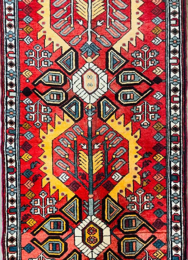 599311329_1382412120281509_6872385593981493015_n Origin "Bakhtiyar" Hand Knotted Sheep Wool Persian Rug Vegetable Dyes Geometric Pattern 9'10" X 3'5"