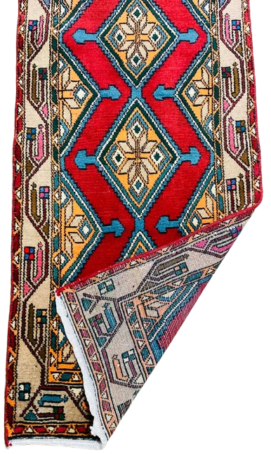 599399915_1143691157842166_982706060805942881_n-removebg-preview Origin "Hamedan" Hand Knotted Sheep Wool Persian Rug with Geometric Pattern 9'4" X 2'6"