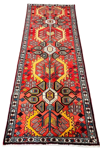 599469631_1227711989366210_98620634330849273_n-removebg-preview Origin "Bakhtiyar" Hand Knotted Sheep Wool Persian Rug Vegetable Dyes Geometric Pattern 9'10" X 3'5"