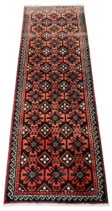 599698263_884481091188031_4370394766026212603_n-removebg-preview Origin "Baluch" Hand Knotted Persian Rug with Repetitive Geometric Pattern 6'2" X 2'3"