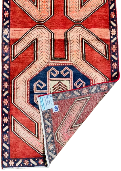 Origin "Ardebil" Hand Knotted Sheep Wool Persian Rug with Geometric Pattern 9'11" X 3'1"
