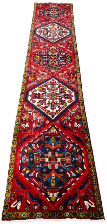 601246229_1769673590376849_3266452903521367922_n-removebg-preview Origin "Gharajeh" Hand Knotted Persian Rug with Geometric Shapes 13'2" X 2'6"