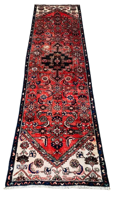 605092007_1181174807547118_4551654975165102088_n-removebg-preview Origin "Hamedan" Hand Knotted Sheep Wool Persian Rug Natural Dyes with Geometric and Tribal Motif Patterns 9'2" X 2'8"