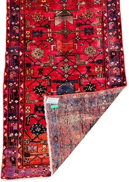 605101309_1918597085728358_7400462668965404195_n-removebg-preview Origin "Hamedan" Hand Knotted Sheep Wool Persian Rug Natural Dyes with Geometric and Floral Patterns 10'10" X 3'5"
