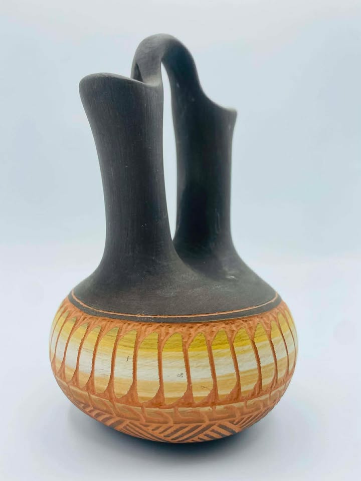 2000 Signed C. Billy (Diné) Navajo Hand‑Carved Wedding Vase