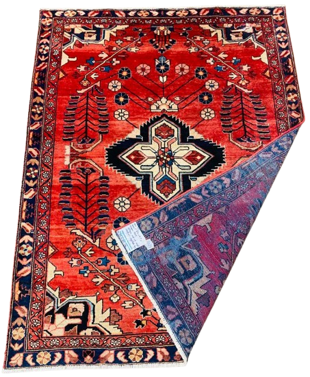 606187694_1405237654481965_2247460836221506_n-removebg-preview Origin "Arak" Persian Tribal Rug Hand Knotted Vegetable Dyes with Central Medallion and Geometric Floral Patterns 6'4" X 4'9"