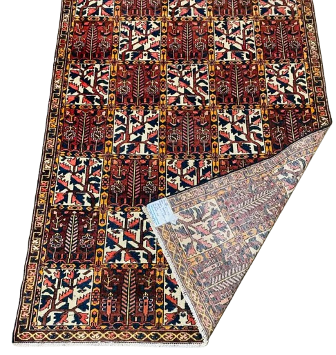 607238602_1221146626629345_50913182031635882_n-removebg-preview Origin "Bakhtiyar" Persian Tribal Rug Hand Knotted Natural Dyes with Geometric Checkered Floral Patterns 8'7" X 4'10"