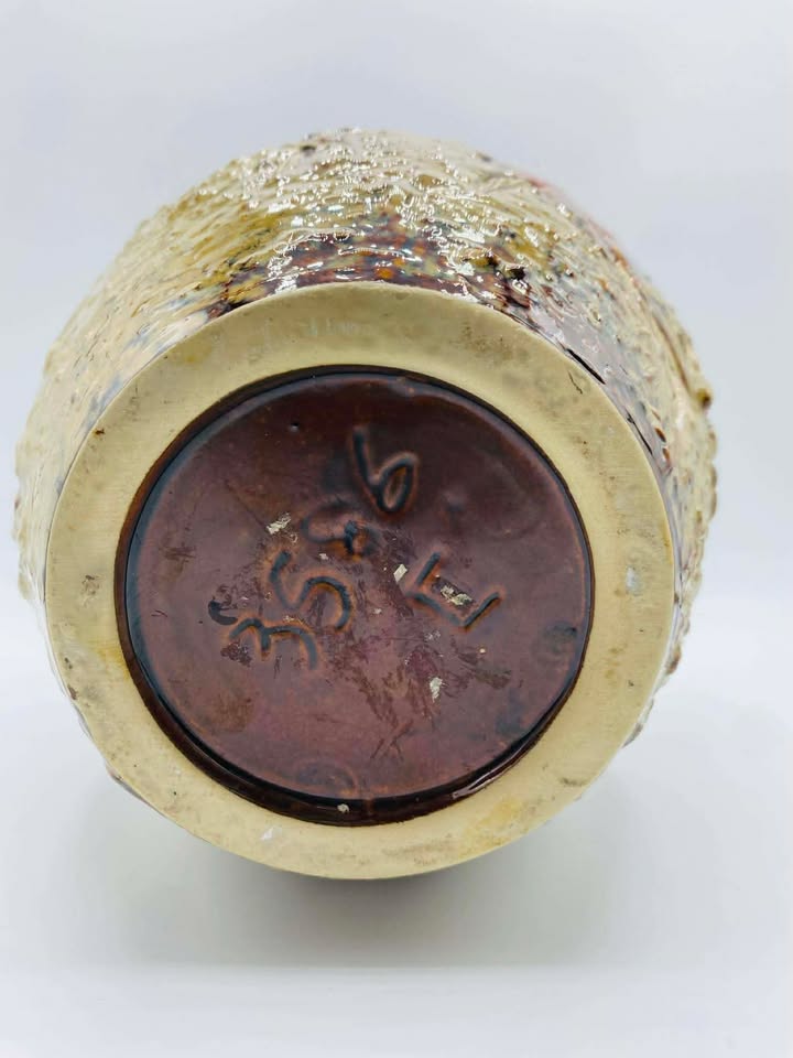 Mid Century Modern Fat Lava West Germany Pottery Textured Vase