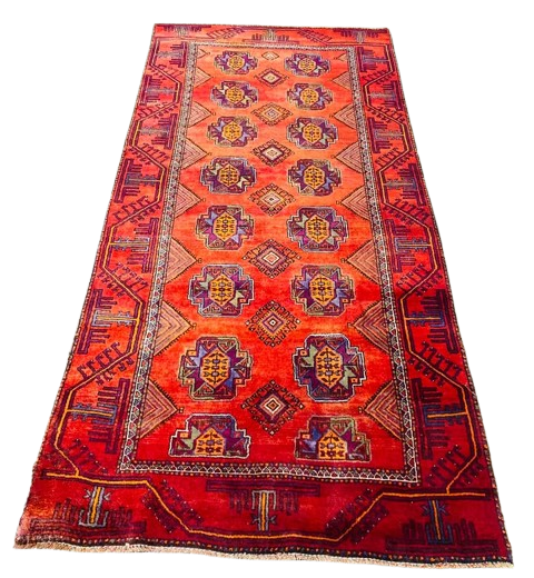 608005704_892813116537803_6300385560485914622_n-removebg-preview Origin "Baluch" Persian Rug Hand Knotted Natural Dyes with Geometric Patterns 9'8" X 4'9"