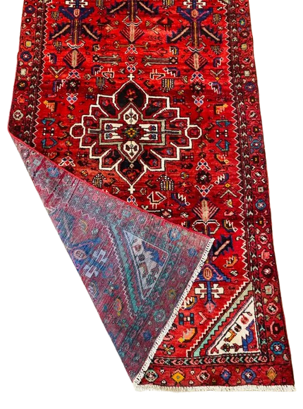 608128865_1604295227239860_6960964441354060513_n-removebg-preview Origin "Zanjan" Persian Tribal Rug Hand Knotted Natural Dyes with Floral Medallion and Geometric Patterns 7'3" X 3'11"