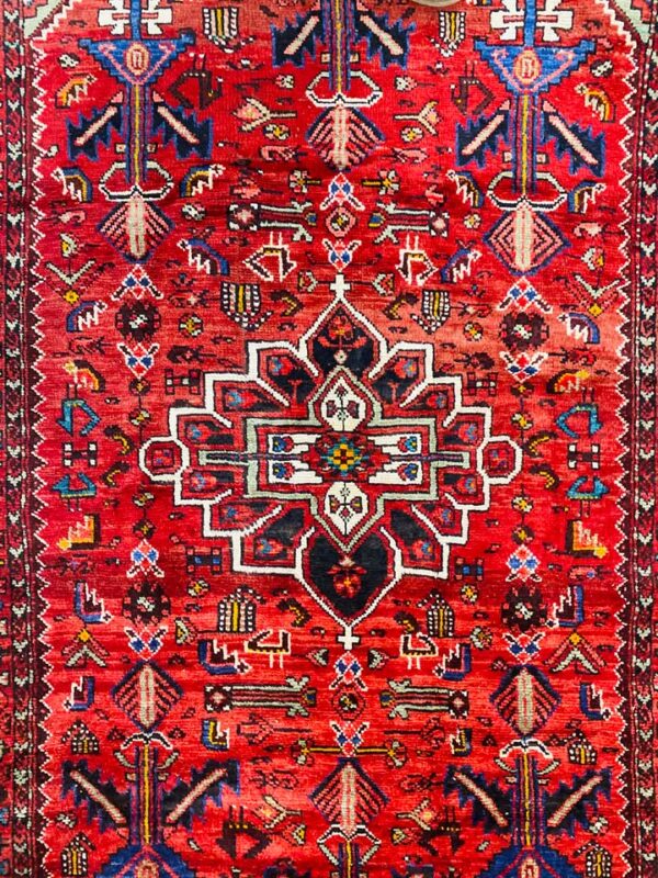 608310642_1076235284595859_6424688473771781072_n Origin "Zanjan" Persian Tribal Rug Hand Knotted Natural Dyes with Floral Medallion and Geometric Patterns 7'3" X 3'11"