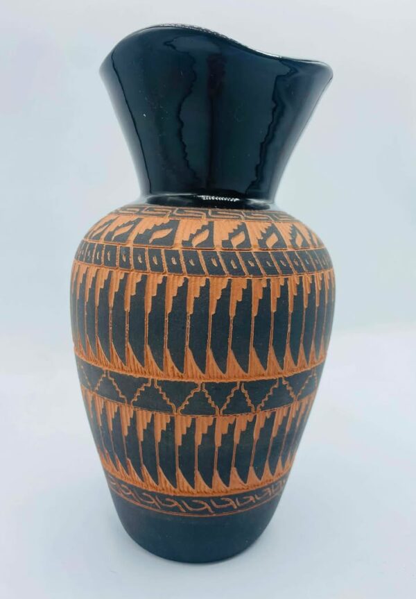608310642_1409359714199759_1687637362567731193_n Signed "C. Smith" Native American Navajo Etched Pottery Vase