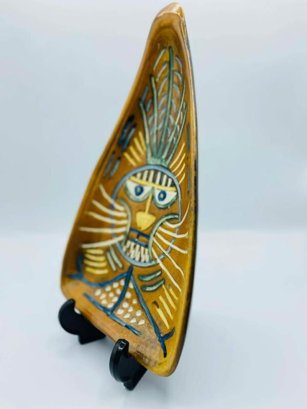 608345182_1202069141897717_7165875443278126564_n Mid Century Inspired Hand‑Painted Triangular Ceramic Dish Abstract Face Design by Zheng Ruixiu