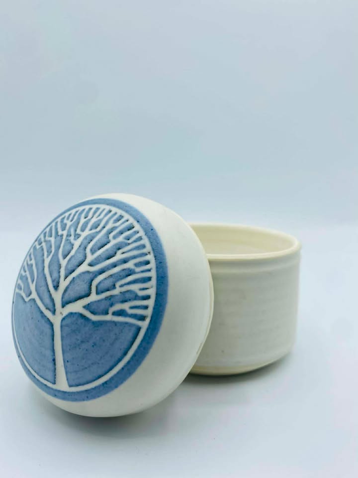 Signed "Chris & Malcolm" Stanley Studios Stoneware Wheel-Thrown Lidded Jar