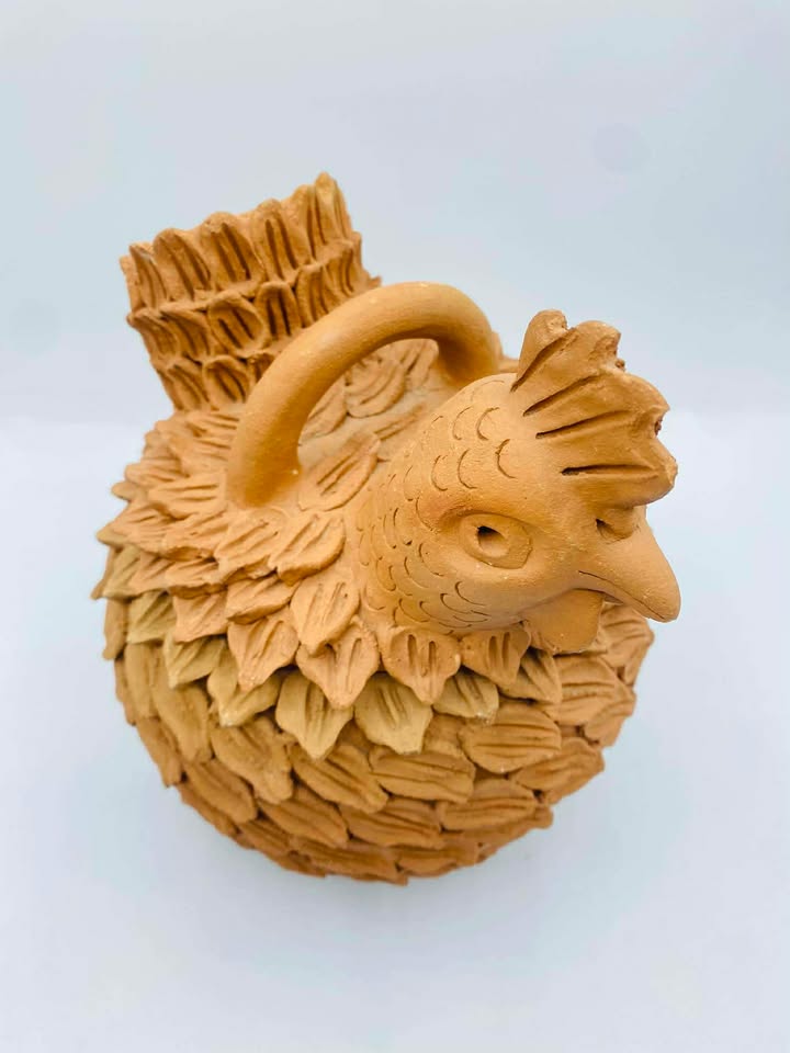 Handcrafted Terracotta Folk Art Style Studio Pottery Chicken Jar