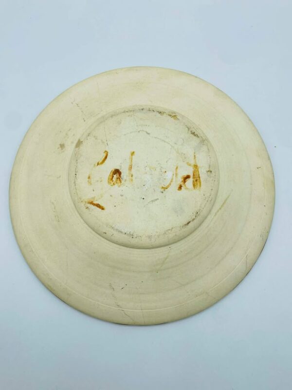 Signed Studio Art Pottery Folk Art Ceramic Plate