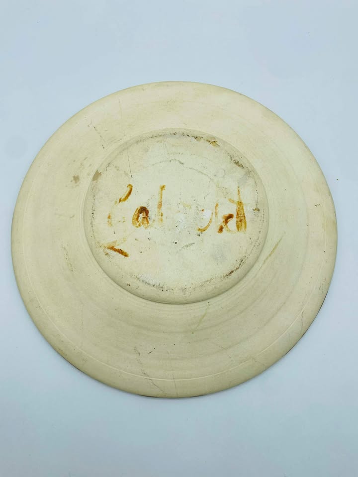 Signed Studio Art Pottery Folk Art Ceramic Plate