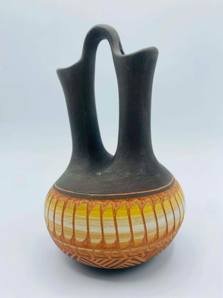 2000 Signed C. Billy (Diné) Navajo Hand‑Carved Wedding Vase