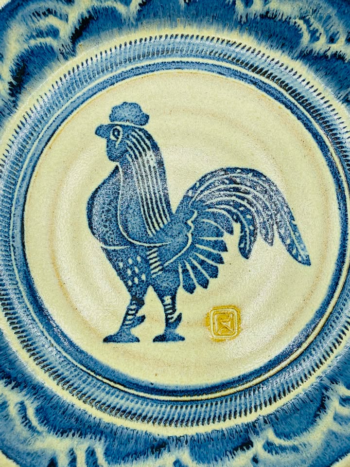 608513499_25645294751804619_8473275544425792329_n 1980s Handmade Studio Pottery Plate Signed and Stamped Rene McCutcheon
