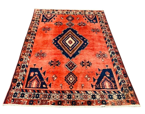 608597663_1411280940733055_6279992677700205961_n-removebg-preview Origin "Sirjan" Persian Tribal Rug Hand Knotted Natural Dyes with Geometric Patterns 7'1" X 5'