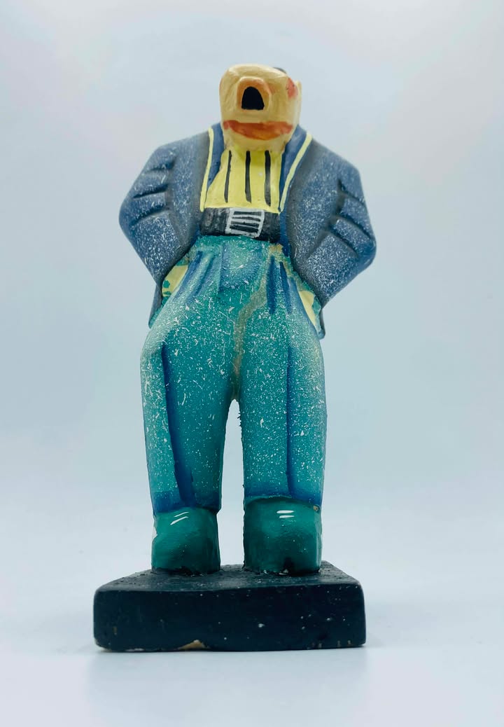 Hand-Carved Wooden Folk Art Figurine