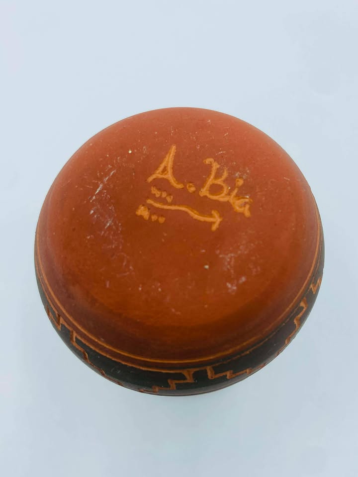 Signed "A. Bia" Hand-Curved Southwestern Native American Navajo Pottery Vase