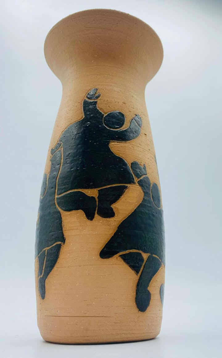Signed "AA" Mexican Folk Art Pottery Vase