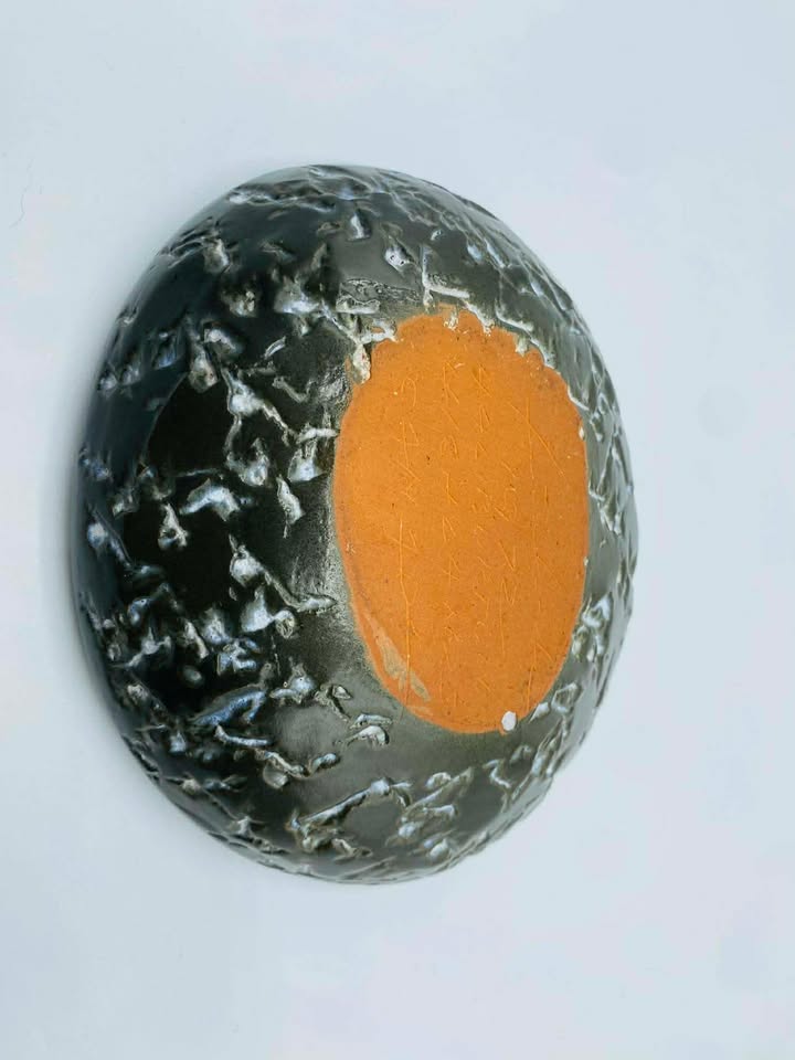 608879902_1772755016745246_2251267923864630282_n 1972 signed "LSchinko" Hand-painted Sgraffito Abstract Bird Motif Pottery Dish