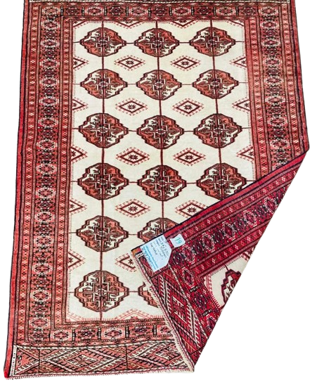 608887237_1432150145198816_5168048379463015594_n-removebg-preview Origin "Turkmen" Persian Tribal Rug Hand Knotted Natural Dyes with Repeating Geometric Patterns 5'4" X 3'10"