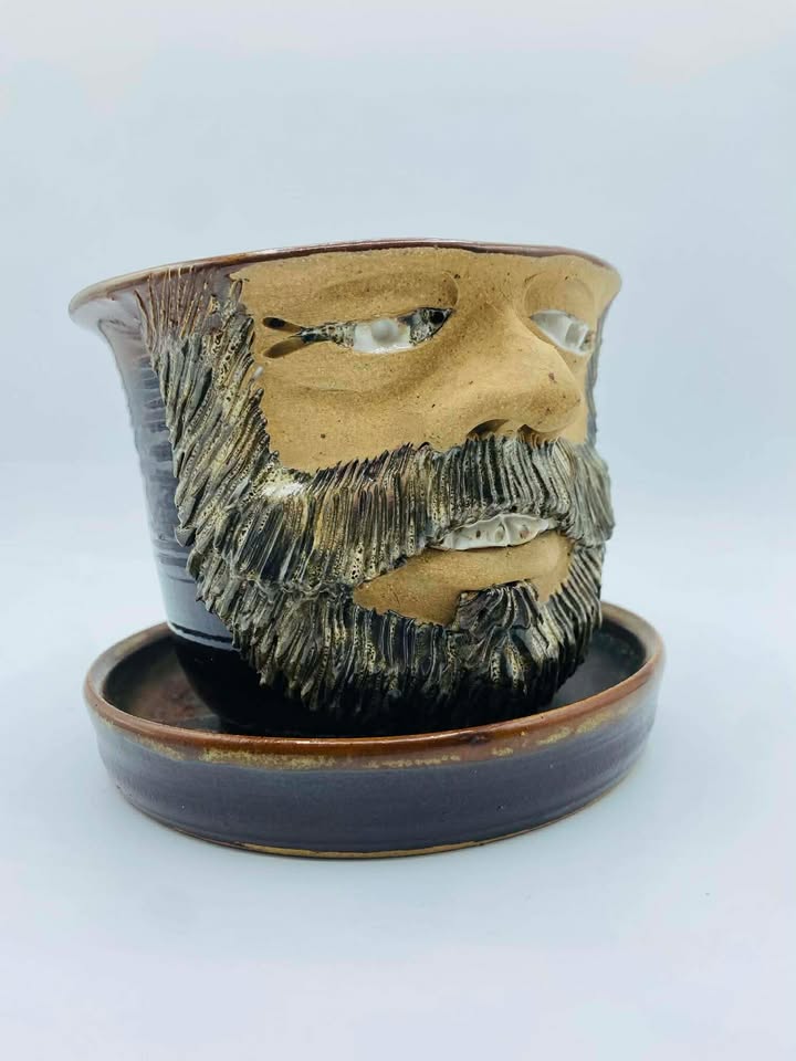 1982 Handcrafted Signed "Leishman" Studio Pottery Planter and Drip Tray