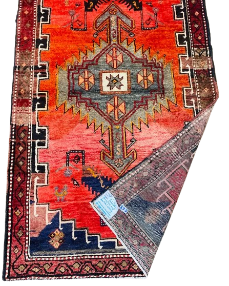 608969733_1428926928744220_8416399313787906719_n-removebg-preview Origin "Hamedan" Persian Tribal Rug Hand Knotted Natural Dyes with Geometric Patterns 7' X 4'
