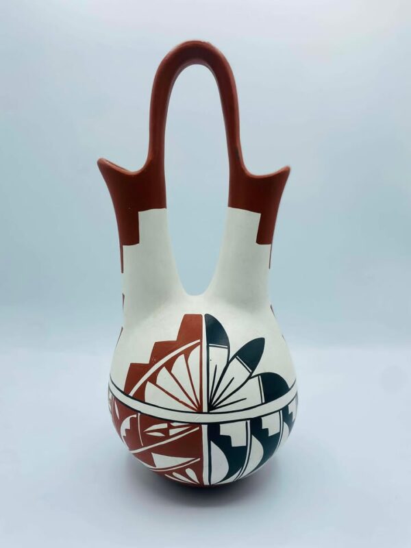 609013864_1220575146684433_2085215459604973239_n 1987 Signed "SUNFLOWER" Taos Pueblo Native American Pottery Wedding Vase