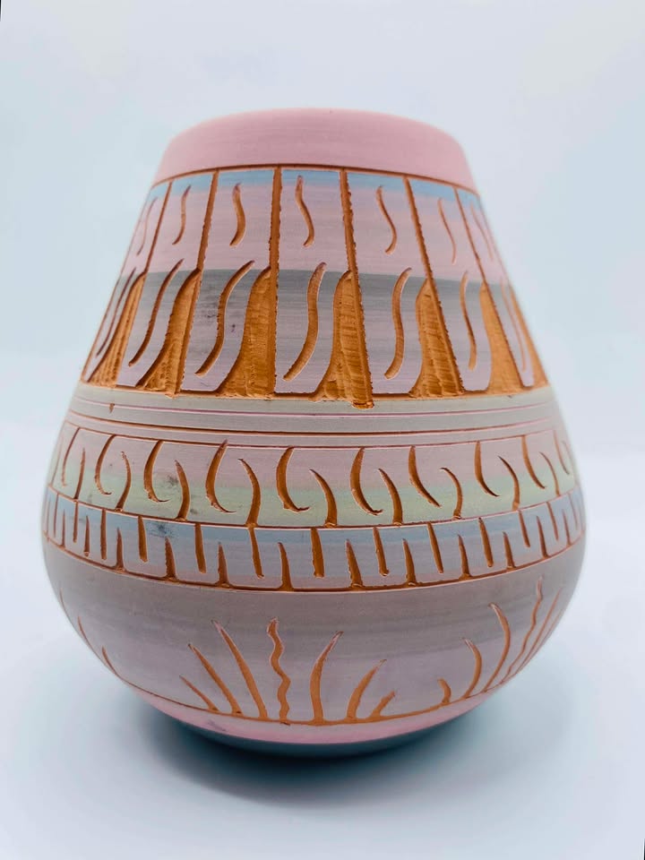609020440_1388142916018215_781765876528603849_n Native American Navajo pottery Vase Signed "Dena J"