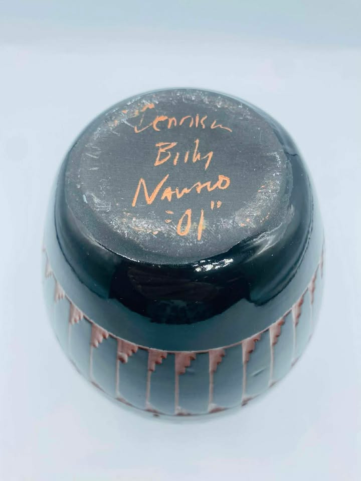 2001 Signed Billy Dennison Navajo Etched Pottery Vase