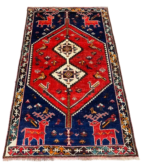 609155798_883330347676765_7406675816173931514_n-removebg-preview Origin "Shiraz" Persian Tribal Rug Hand Knotted Natural Dyes with Animal Geometric Floral Patterns 6'7" X 4'