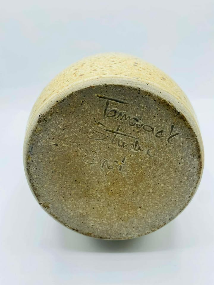 609168956_1729836507974750_3710227306881041753_n Signed "Tamarack Studios" Rustic Carved Stoneware Pottery Vase