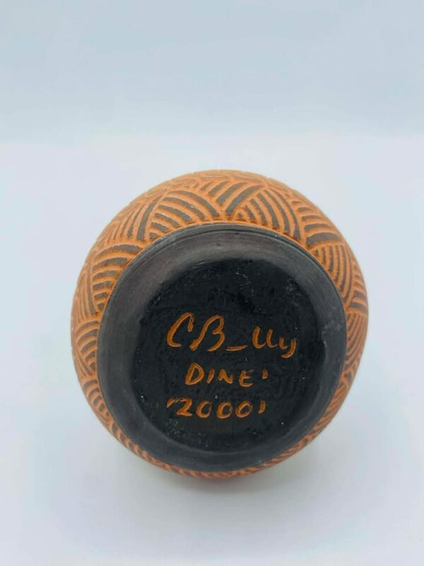 609213040_856338043824274_7761538206531870135_n 2000 Signed C. Billy (Diné) Navajo Hand‑Carved Wedding Vase