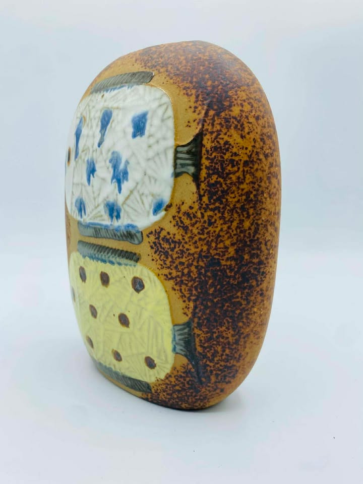 Vintage Japanese Studio Pottery Fish Vase