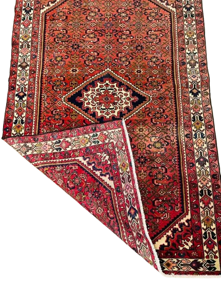 609727409_1560780835232660_2515042481740586879_n-removebg-preview Origin "Hamedan" Hosein Abad Persian Tribal Rug Hand Knotted Natural Dyes with Geometric Floral Patterns 7'3" X 4'8"