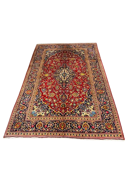 609754825_2578204045885289_814784042857251434_n-removebg-preview Origin "Kashan" Persian Tribal Rug Hand Knotted Natural Dyes with Geometric Floral Patterns 10'5" X 6'8"