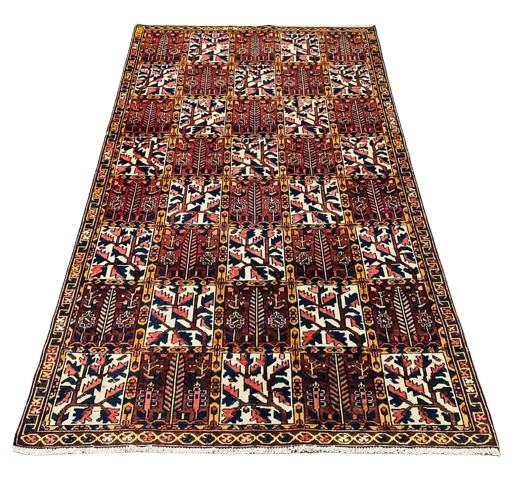 609767020_888867840388561_1877703481552616910_n-removebg-preview Origin "Bakhtiyar" Persian Tribal Rug Hand Knotted Natural Dyes with Geometric Checkered Floral Patterns 8'7" X 4'10"