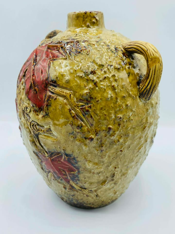 Mid Century Modern Fat Lava West Germany Pottery Textured Vase