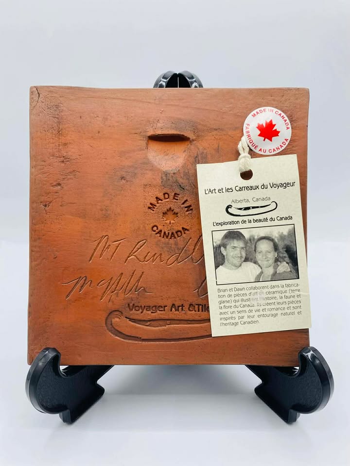 Handmade "Mount Rundle" Ceramic Art Tile Signed Brian McArthur and Dawn Detarando