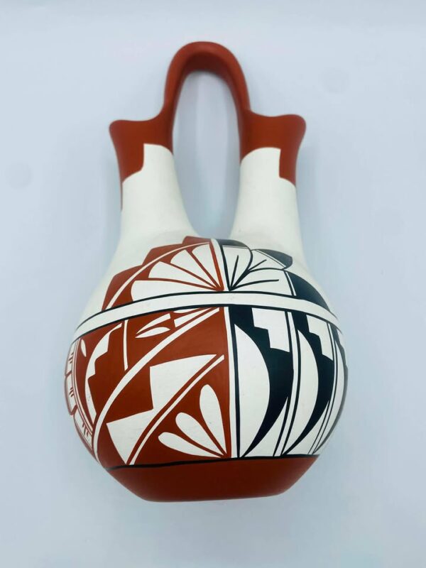 610021939_3397138003768618_9189806886997998903_n 1987 Signed "SUNFLOWER" Taos Pueblo Native American Pottery Wedding Vase