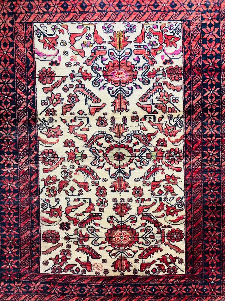Origin "Baluch" Persian Rug Hand Knotted Natural Dyes with RARE Bird/Floral Motifs and Geometric Patterns 5'7" X 3'1"