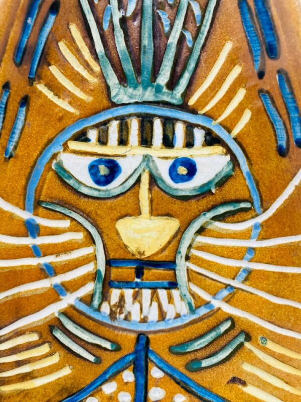610468801_1368978371018417_8546941070756448742_n Mid Century Inspired Hand‑Painted Triangular Ceramic Dish Abstract Face Design by Zheng Ruixiu
