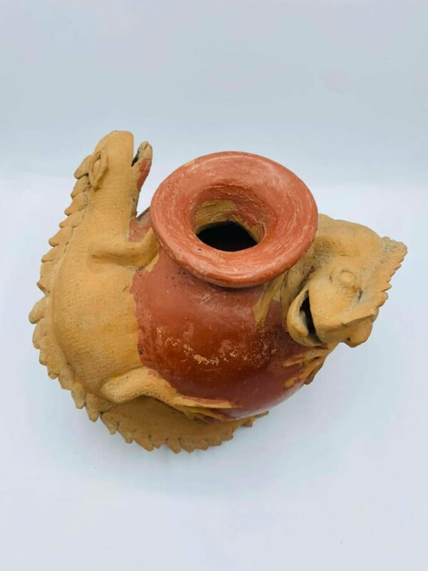 610705929_1367489631788044_5562599565000774396_n Vintage Mexican Terracotta Lizards Pottery Vase