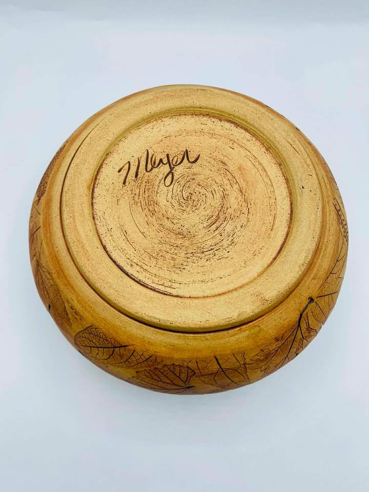 Vintage Meyer Malabar Pottery Leaf Imprint Vase